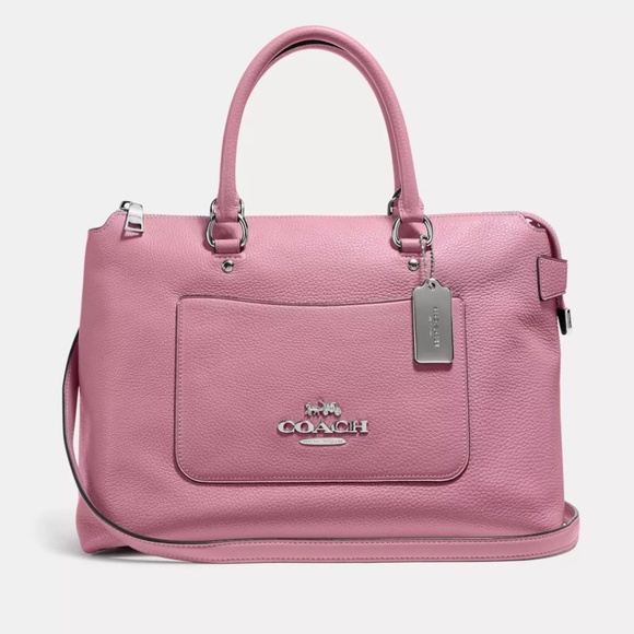 Coach Emma Satchel Crossbody Bag Pebble Leather Petal - Picture 1 of 16